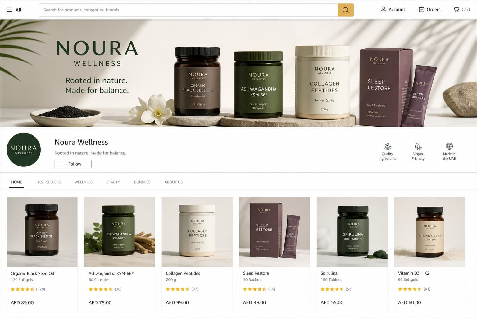 Concept mockup of a professional marketplace brand store